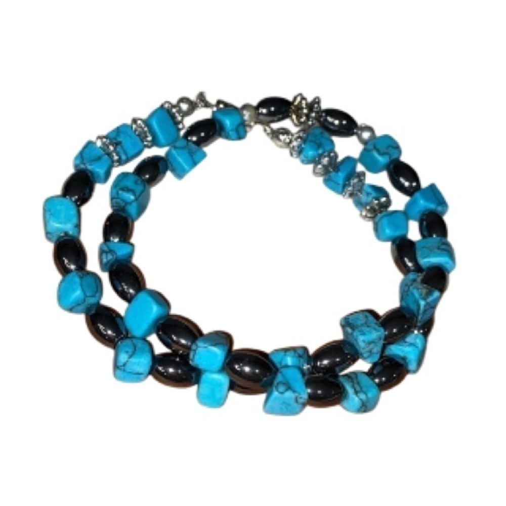 Stone bracelet double wrap 14” long western rodeo‎